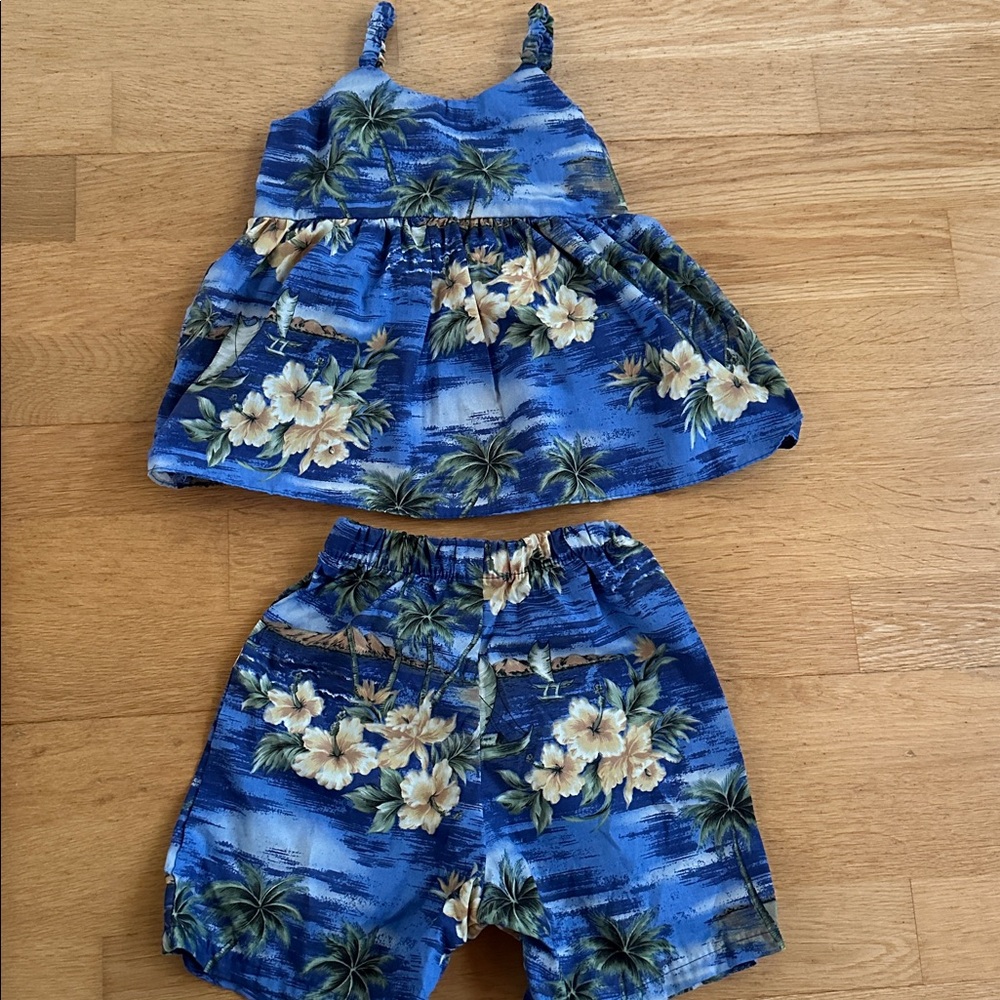 Hawaiian Blue Floral Baby Outfit